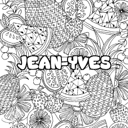 Coloring page first name JEAN-YVES - Fruits mandala background