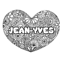 Coloring page first name JEAN-YVES - Heart mandala background