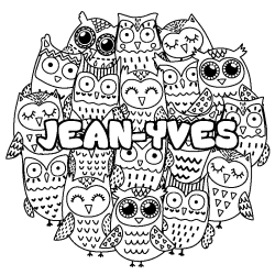 Coloring page first name JEAN-YVES - Owls background