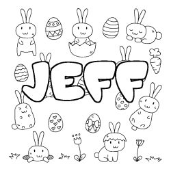 Coloring page first name JEFF - Easter background