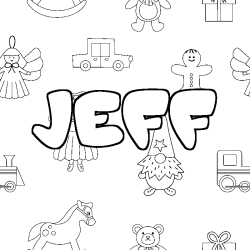 Coloring page first name JEFF - Toys background