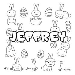 Coloring page first name JEFFREY - Easter background