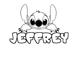 Coloring page first name JEFFREY - Stitch background