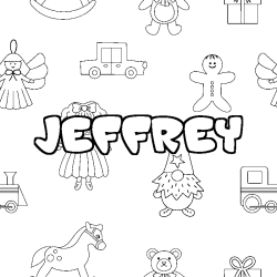 Coloring page first name JEFFREY - Toys background