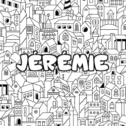 Coloring page first name JÉRÉMIE - City background