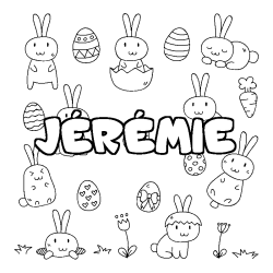 Coloring page first name JÉRÉMIE - Easter background