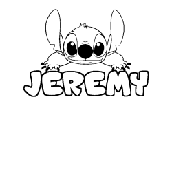 Coloring page first name JEREMY - Stitch background