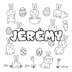 Coloring page first name JÉRÉMY - Easter background