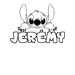 Coloring page first name JÉRÉMY - Stitch background