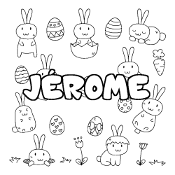 Coloring page first name JÉROME - Easter background