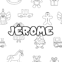 Coloring page first name JÉROME - Toys background