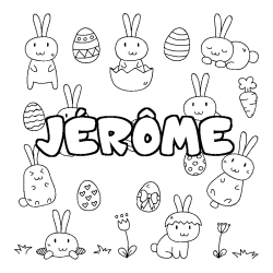 Coloring page first name JÉRÔME - Easter background