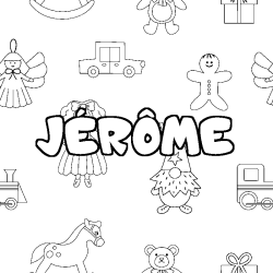 Coloring page first name JÉRÔME - Toys background