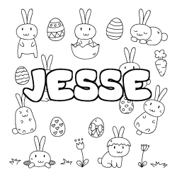 Coloring page first name JESSE - Easter background