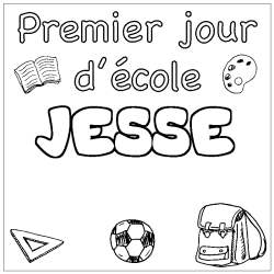 Coloring page first name JESSE - School First day background