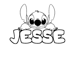 Coloring page first name JESSE - Stitch background