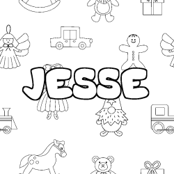 Coloring page first name JESSE - Toys background