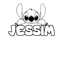 Coloring page first name JESSIM - Stitch background