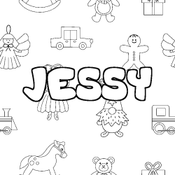 Coloring page first name JESSY - Toys background