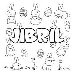 Coloring page first name JIBRIL - Easter background