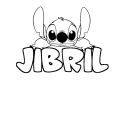 Coloring page first name JIBRIL - Stitch background