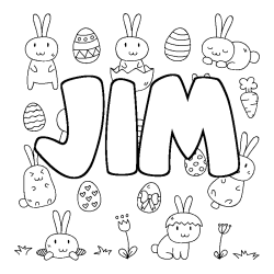 Coloring page first name JIM - Easter background