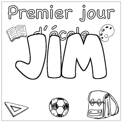 Coloring page first name JIM - School First day background