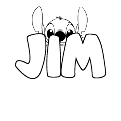 Coloring page first name JIM - Stitch background