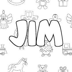 Coloring page first name JIM - Toys background