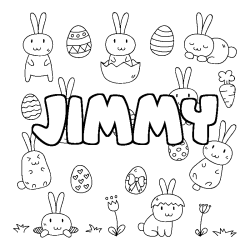 Coloring page first name JIMMY - Easter background