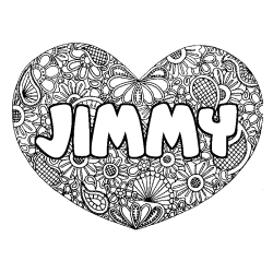 Coloring page first name JIMMY - Heart mandala background