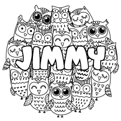 Coloring page first name JIMMY - Owls background