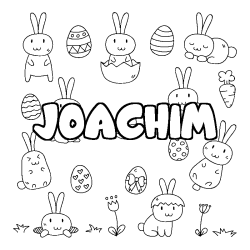 Coloring page first name JOACHIM - Easter background