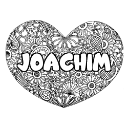 Coloring page first name JOACHIM - Heart mandala background