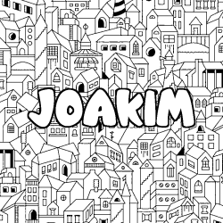 Coloring page first name JOAKIM - City background