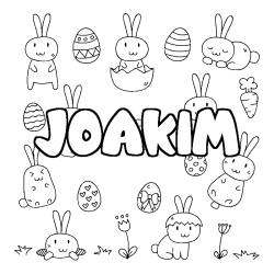 Coloring page first name JOAKIM - Easter background