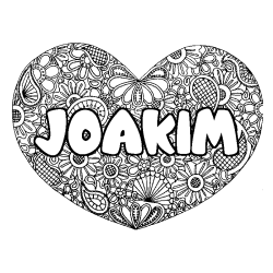 Coloring page first name JOAKIM - Heart mandala background