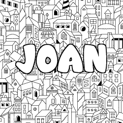 Coloring page first name JOAN - City background