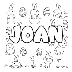 Coloring page first name JOAN - Easter background