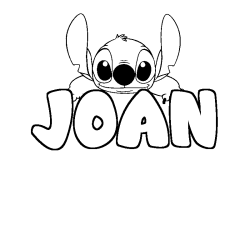 Coloring page first name JOAN - Stitch background