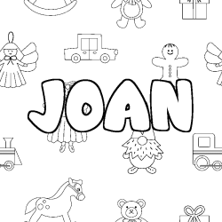 Coloring page first name JOAN - Toys background