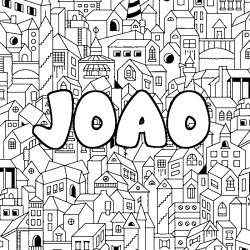 Coloring page first name JOAO - City background