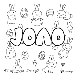 Coloring page first name JOAO - Easter background