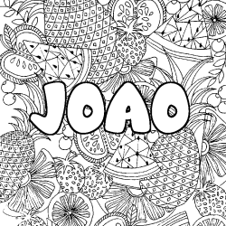 Coloring page first name JOAO - Fruits mandala background