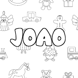 Coloring page first name JOAO - Toys background