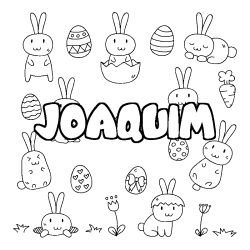 Coloring page first name JOAQUIM - Easter background