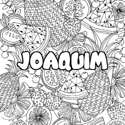 Coloring page first name JOAQUIM - Fruits mandala background