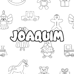 Coloring page first name JOAQUIM - Toys background