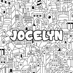 Coloring page first name JOCELYN - City background