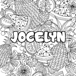 Coloring page first name JOCELYN - Fruits mandala background